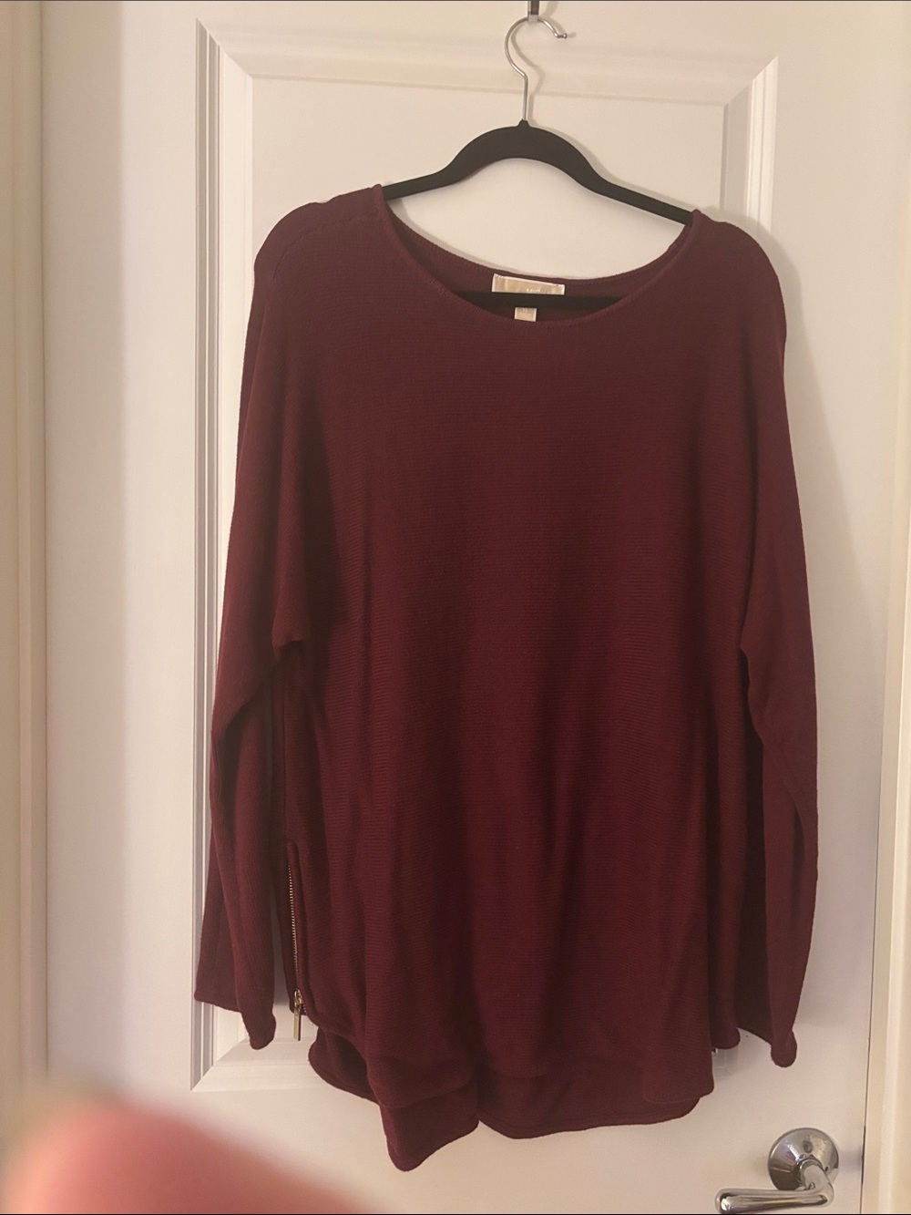 Michael Kors Burgundy Crew Neck Lightweight Knit Sweater